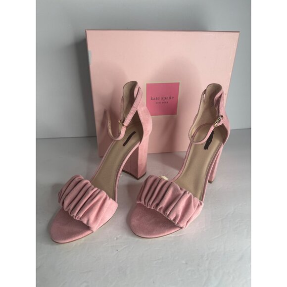 NIB Kate Spade NEW YORK Mona Pink Suede Sandals Women's Size 8.5 - Picture 2 of 8